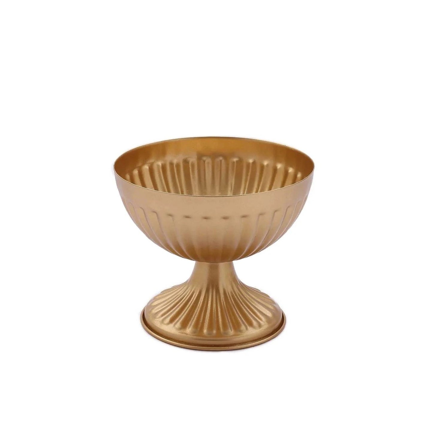 Home Collection 2-Pack Gold Ribbed Bowl-Style Mini Compote Vases 4"