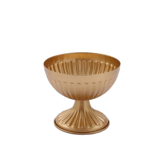 Home Collection 2-Pack Gold Ribbed Bowl-Style Mini Compote Vases 4"