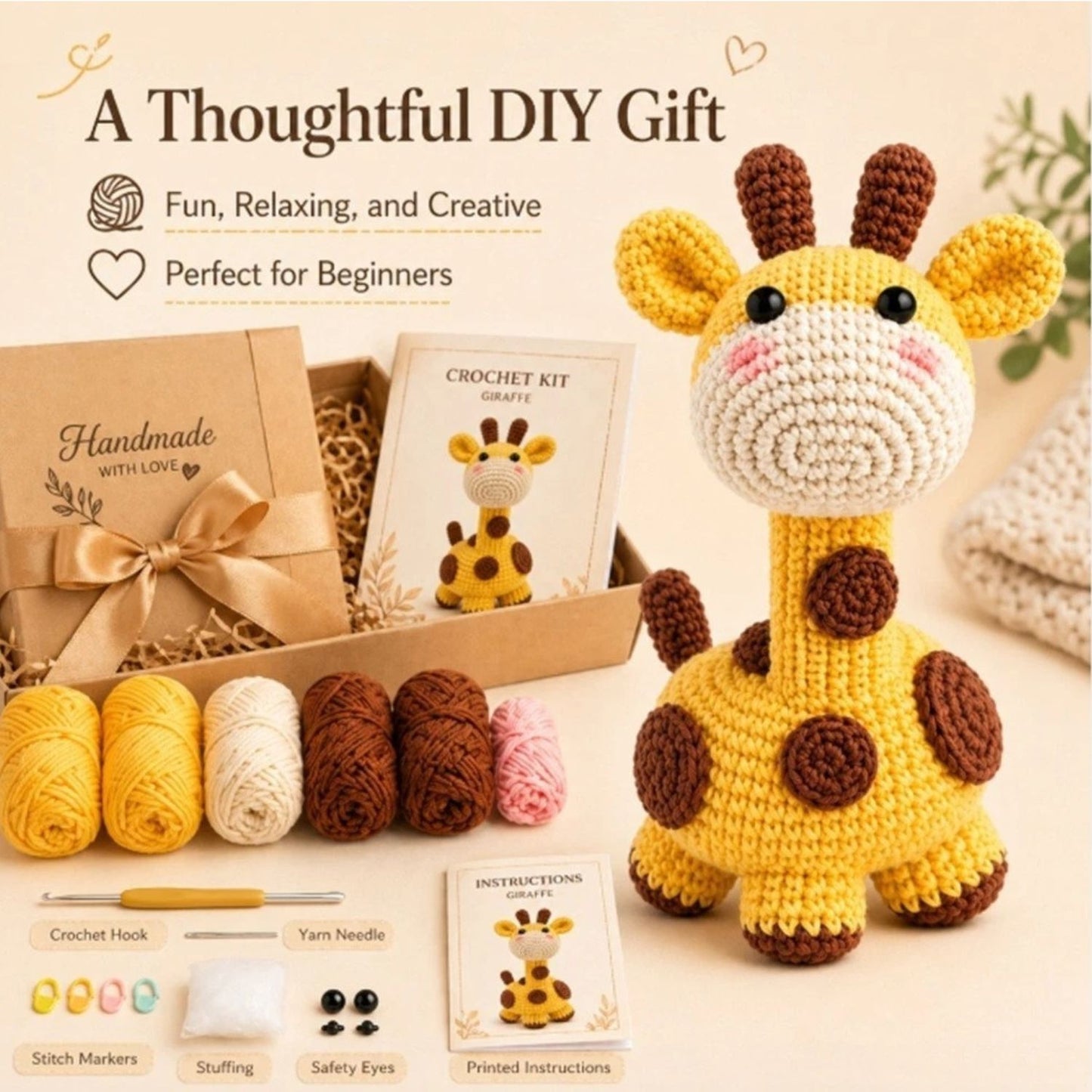Home Collection Giraffe Crochet Kit for Beginners