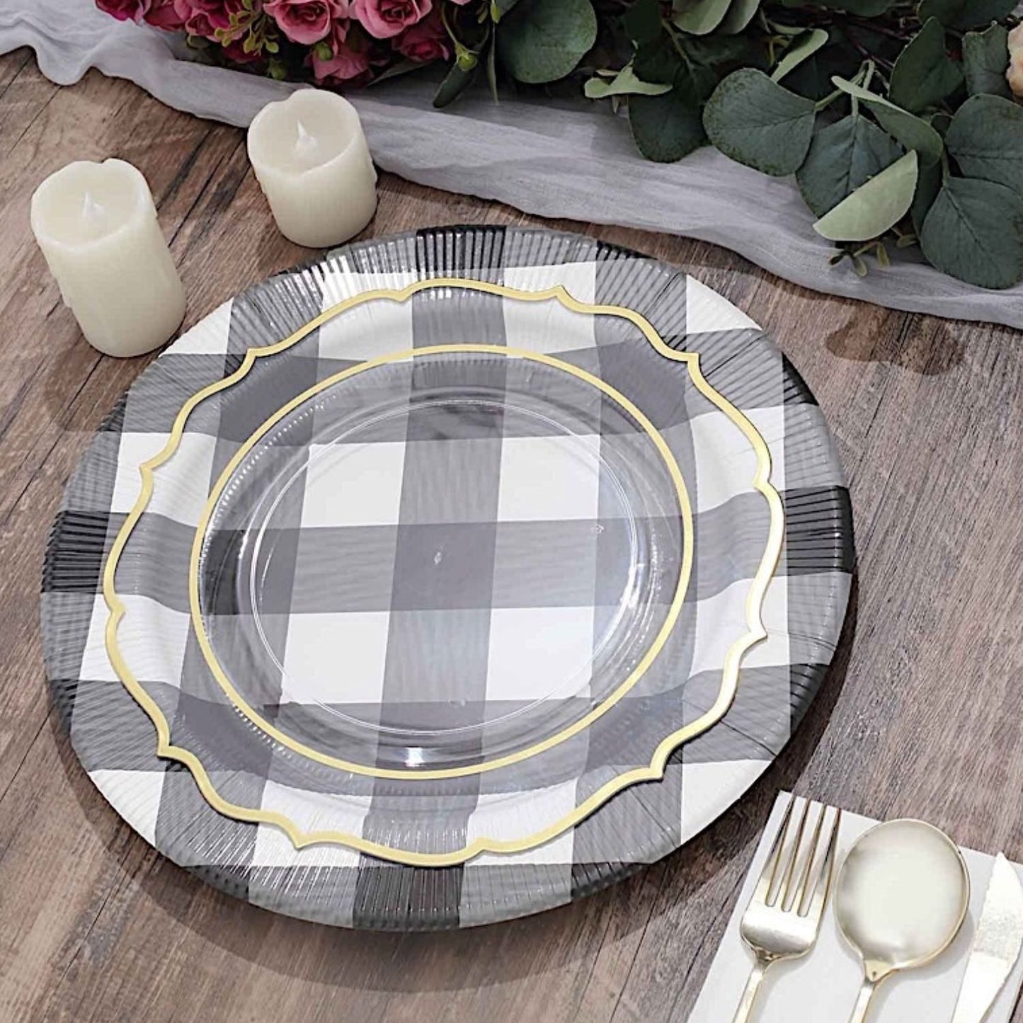 Home Collection Pack of 10 Round Disposable Paper Charger Plates 13 Inch