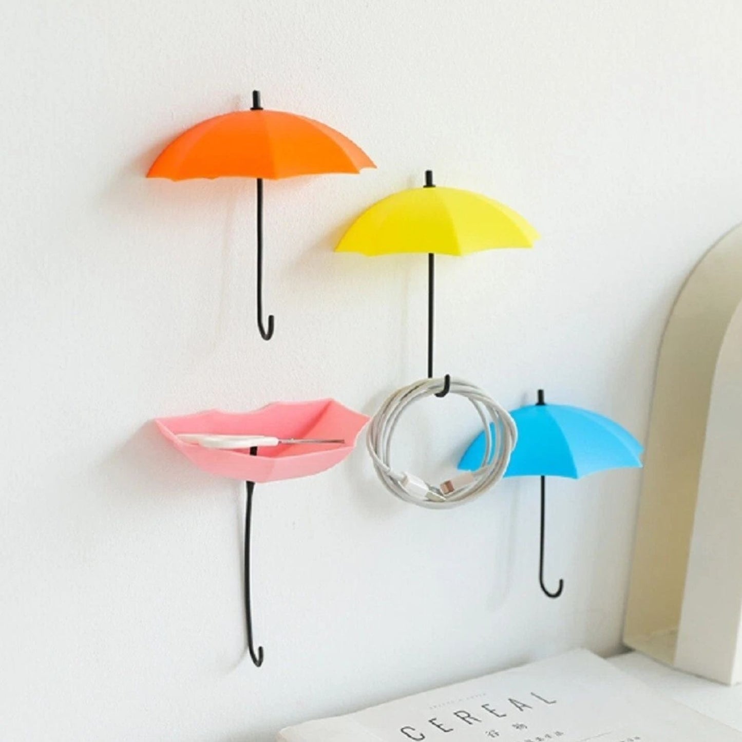 Home Collection Pack of 6 Umbrella Wall Hooks Colorful Decorative Holder