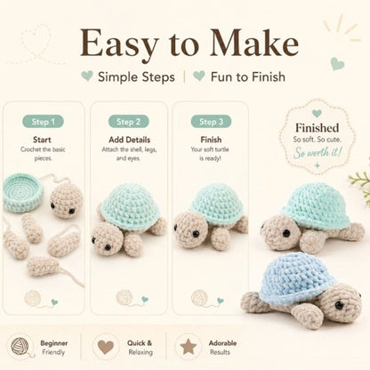 Home Collection Pack of 2 Turtle Crochet Kit for Beginners