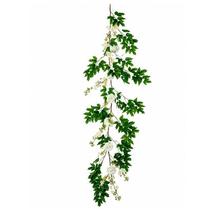 Home Collection Silk Peony Flower Garland with Leaves 6FT