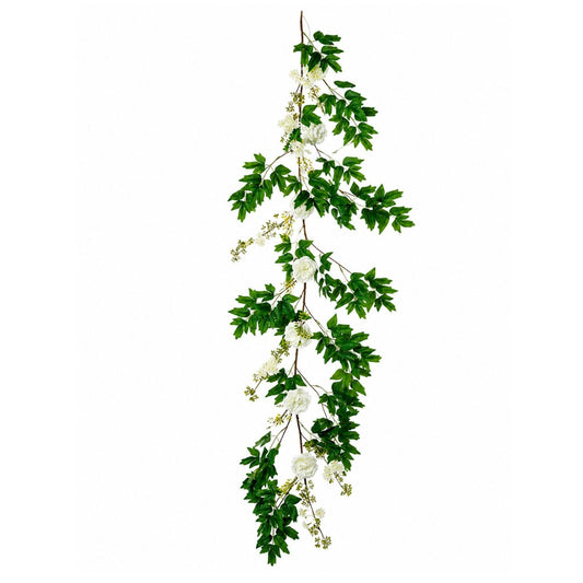 Home Collection Silk Peony Flower Garland with Leaves 6FT