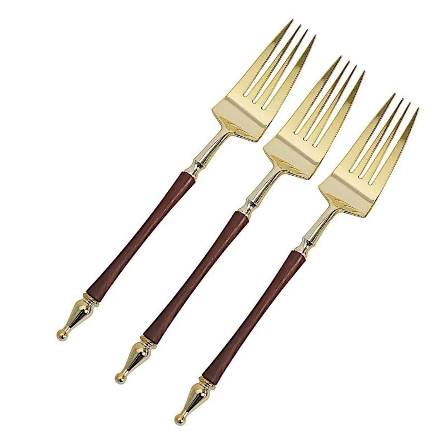 Home Collection Pack of 24 Gold Brown Plastic Forks Roman Column Handle 8"
