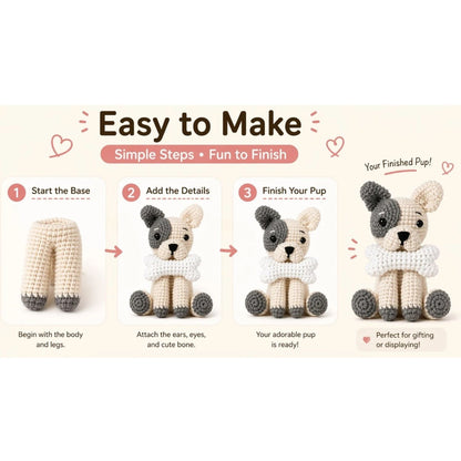 Home Collection Bulldog Crochet Kit Pack of 2 for Beginners