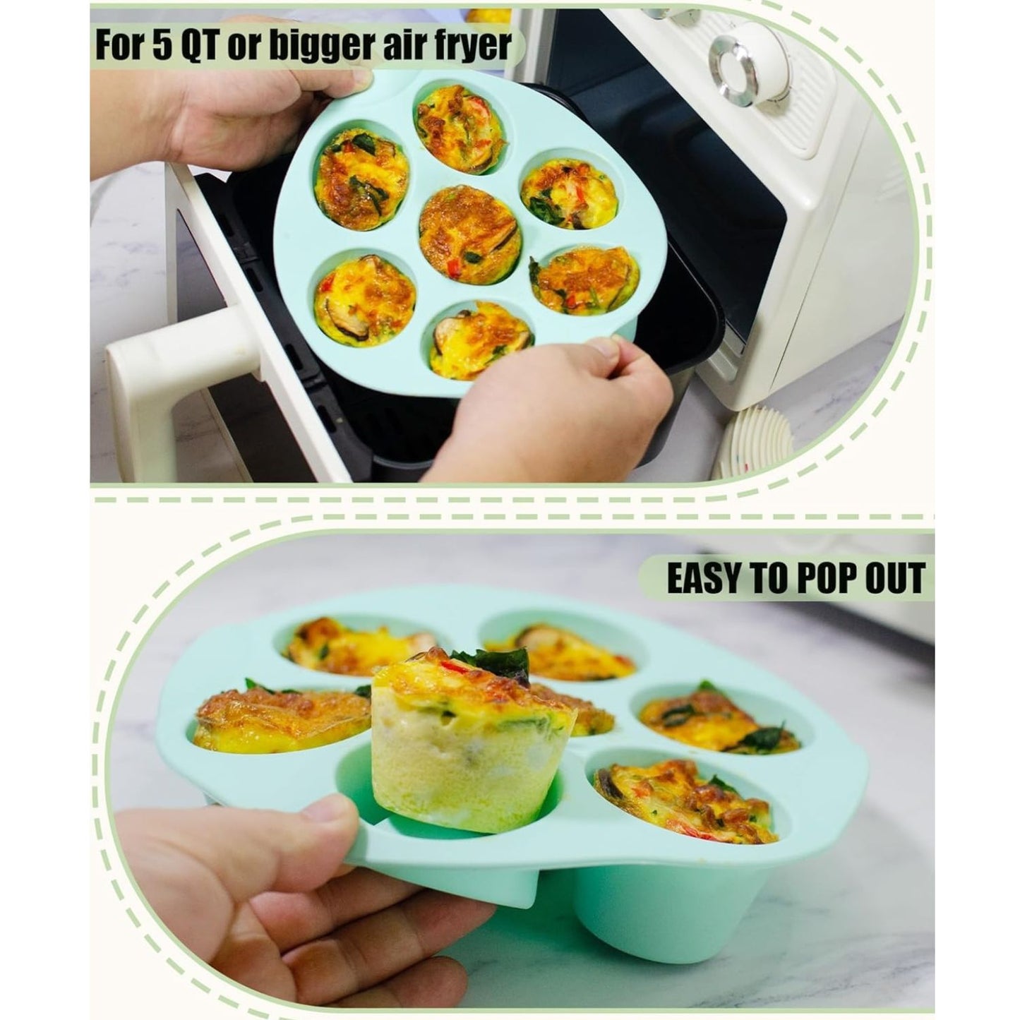 Home Collection Pack of 3 Silicone Egg Bite Molds 7-Cup Nonstick Air Fryer Muffin Pans