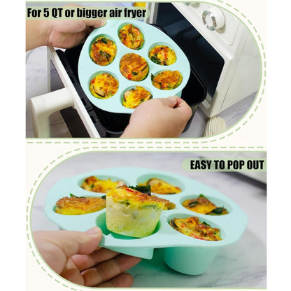 Home Collection Pack of 3 Silicone Egg Bite Molds 7-Cup Nonstick Air Fryer Muffin Pans