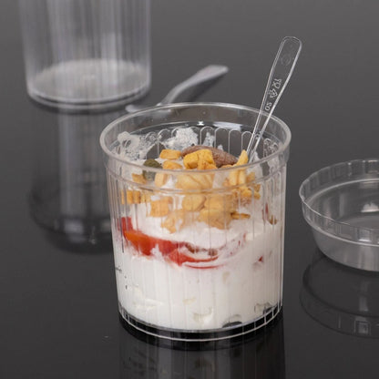 Home Collection Pack of 24 Clear Ribbed Plastic Dessert Cups 5oz