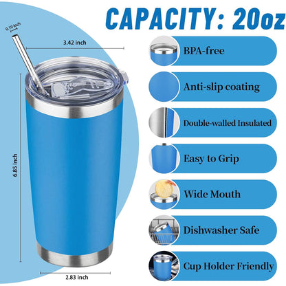 Home Collection Double Wall 20 oz Stainless Steel Insulated Tumbler with Lid and Straw