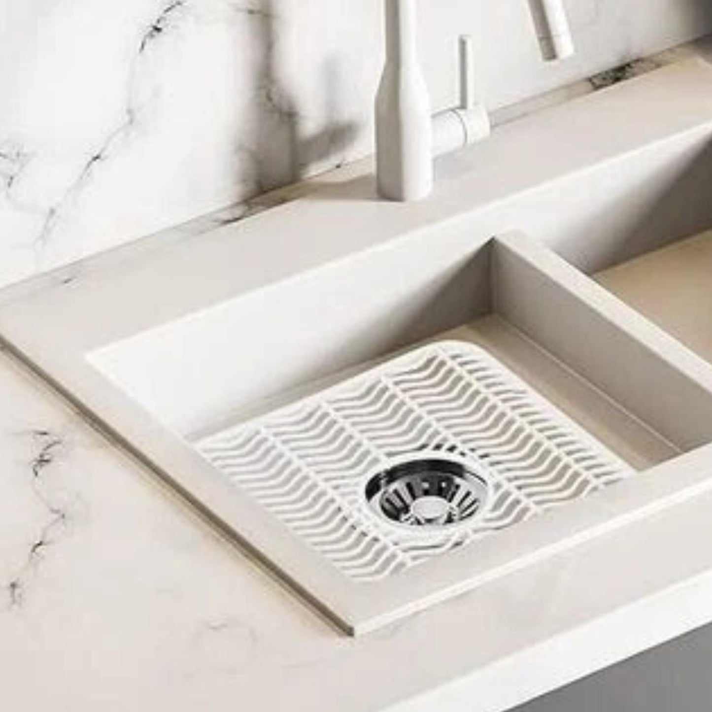 Home Collection Pack of 2 Sink Protector Mat Plastic with Center Drain 11x12-Inch