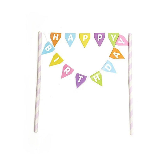 Home Collection Happy Birthday Cake Topper Banner Set