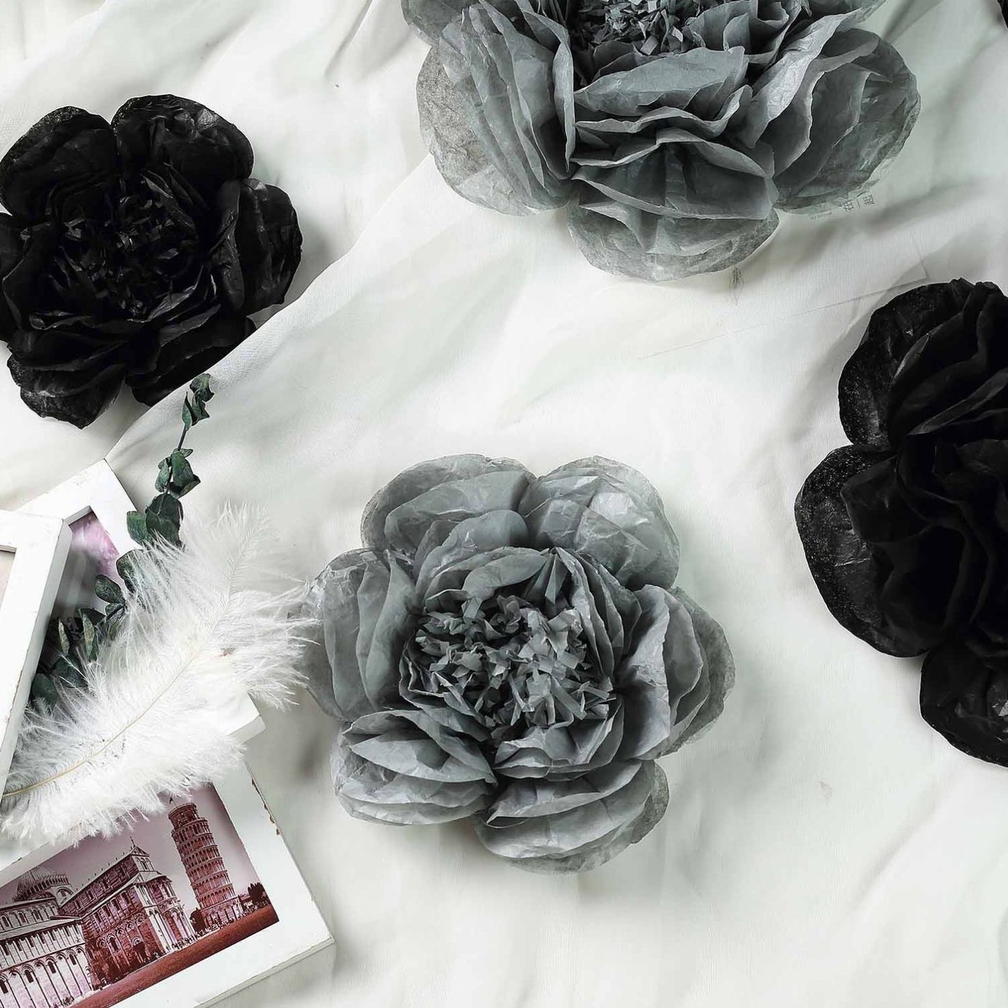 Home Collection Pack of 24 Peonies Paper Tissue Flowers Wall Backdrop