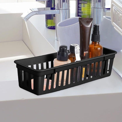 Home Collection Pack of 12 Slim Plastic Storage Baskets Tray Stackable Narrow Organizer Bins