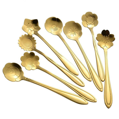 Home Collection 8-Piece Gold Flower Scoop Set