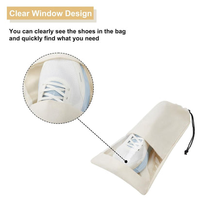 Home Collection Pack of 4 Shoe Bags with Clear TPU Window Storage Organizers
