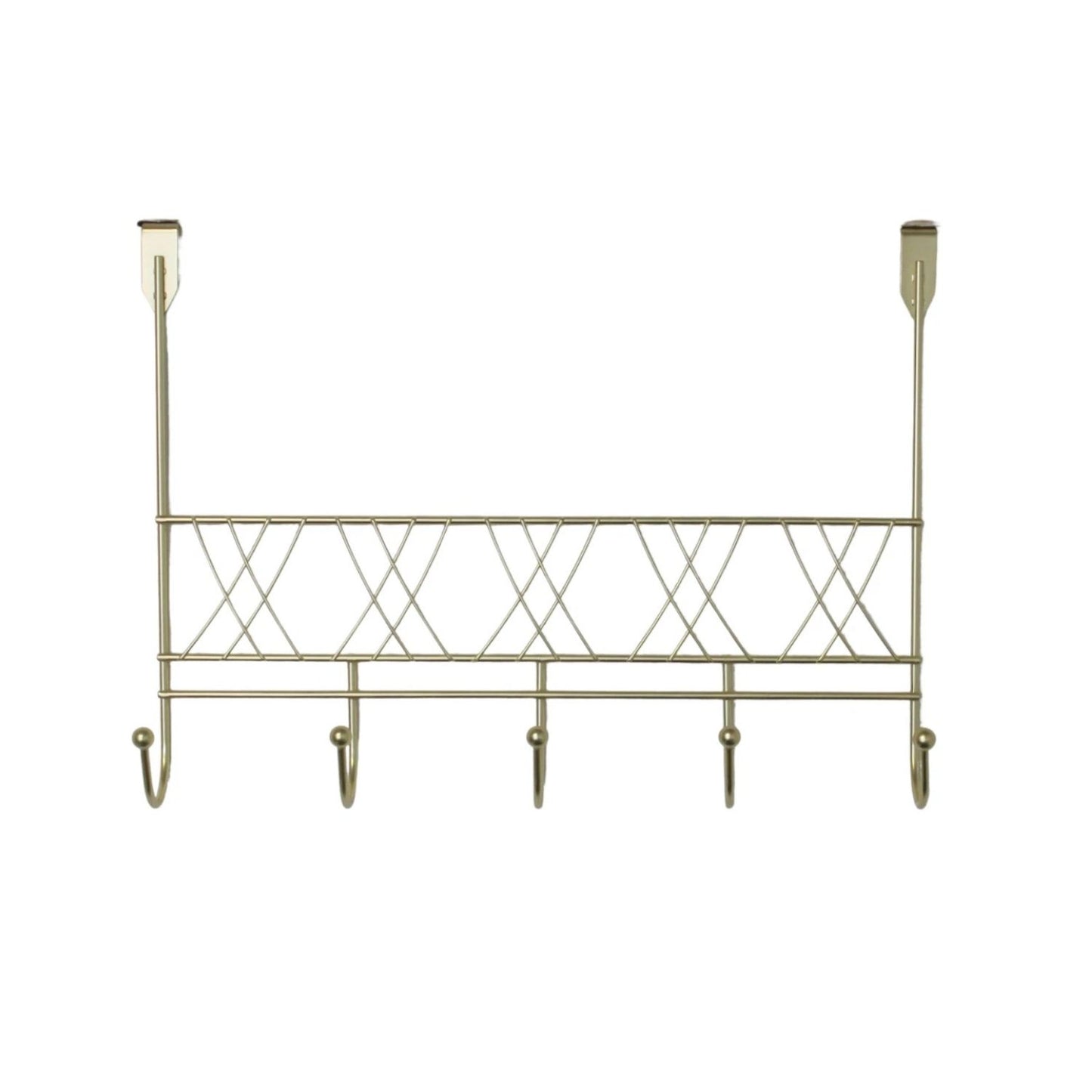 Home Collection Over The Door 5 Hook Rack Closet Storage Organizer Gold