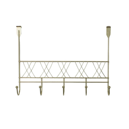Home Collection Over The Door 5 Hook Rack Closet Storage Organizer Gold