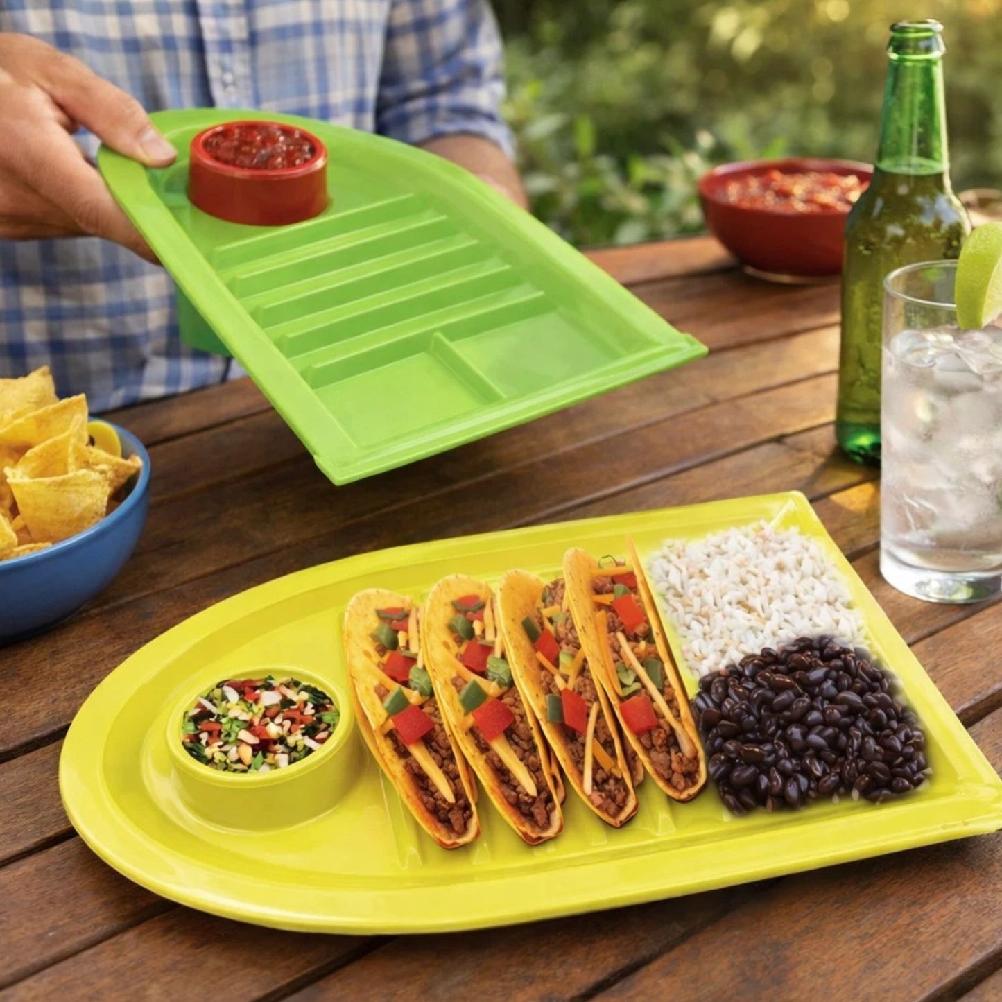 Home Collection 3-Pack Taco Holder Plates with Dividers