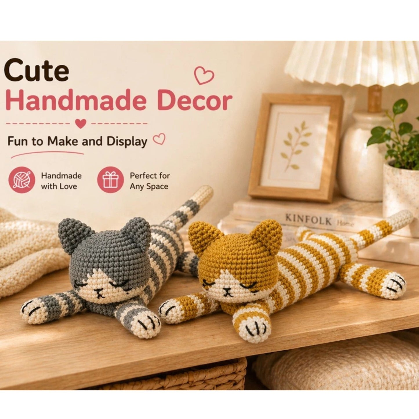 Home Collection  Pack of 2 Sleeping Cat Crochet Kit for Beginners