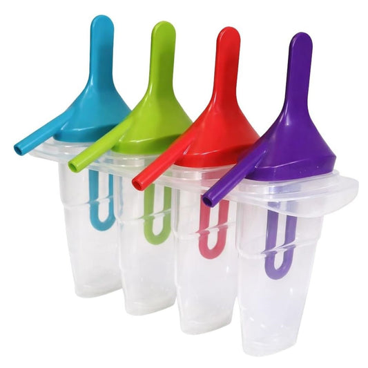 Home Collection Pack of 4 Ice Lolly Pop Mold with Straws
