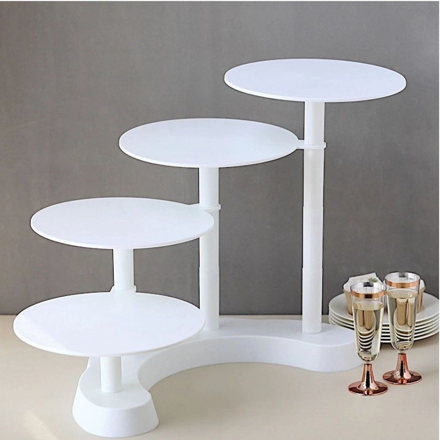 Home Collection 4 Tier White Plastic Cake Stand Cupcake Holder 17 Inch