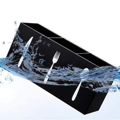 Home Collection Acrylic Cutlery Storage Organizer Bin 3 Section Silverware Caddy