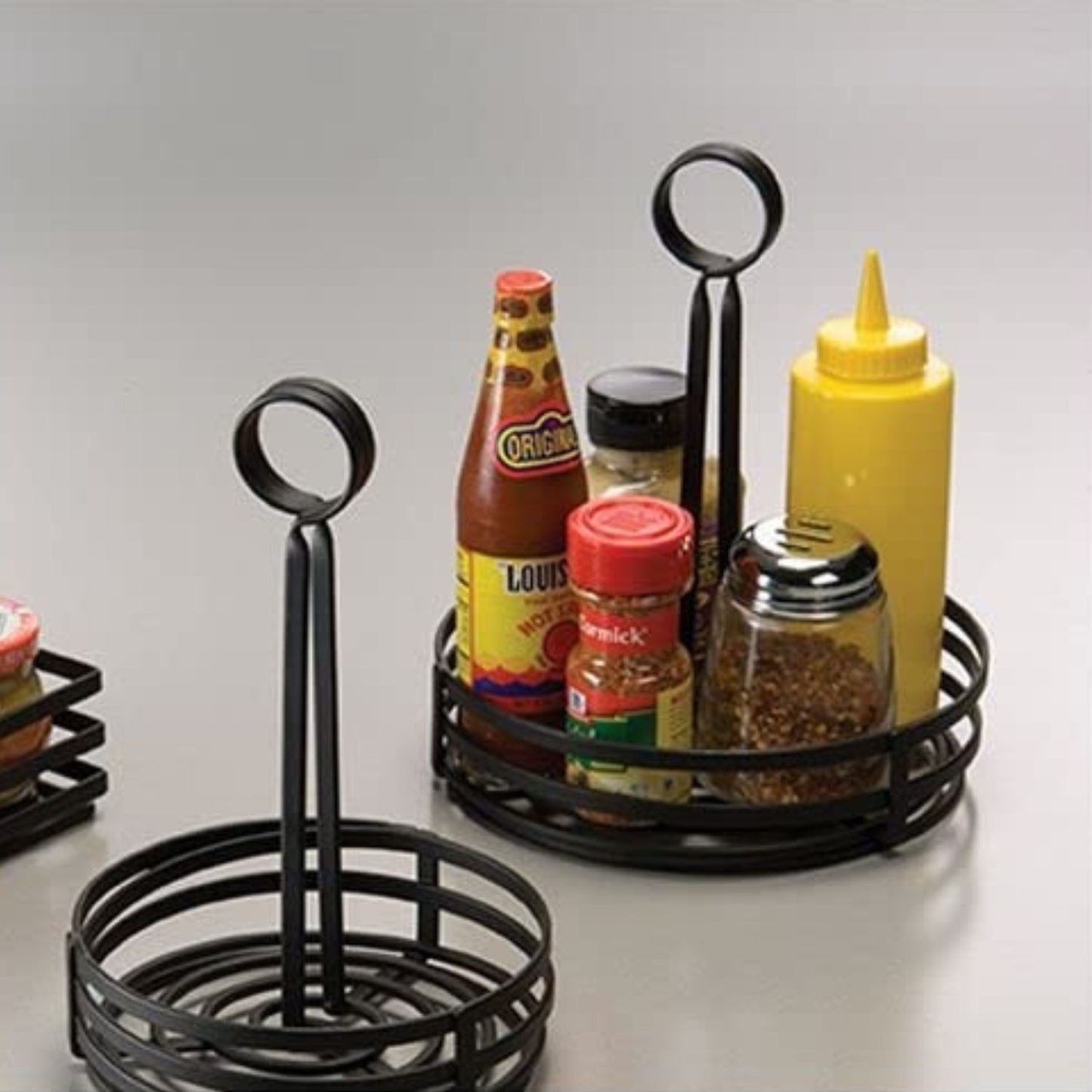 Home Collection Black Iron Metal Condiment Caddy with Card Holder