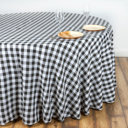 Home Collection Checkered Gingham Polyester Round Tablecloth 108"