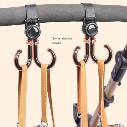 Home Collection Pack of 4 Rotatable Stroller Hooks Double Hangers with Adjustable Straps