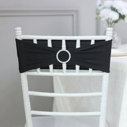 Home Collection 5Pcs Spandex Stretch Chair Sashes with Silver Diamond Ring Buckle