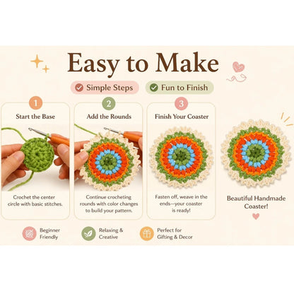 Home Collection Coaster Flower Pot Crochet Kit for Beginners