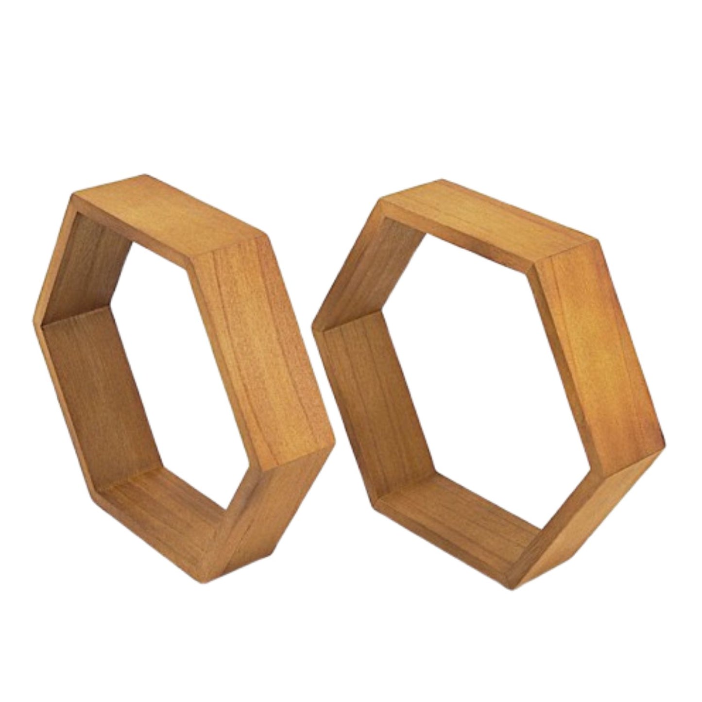 2Pcs Hexagon Wood Geometric Wall Shelves