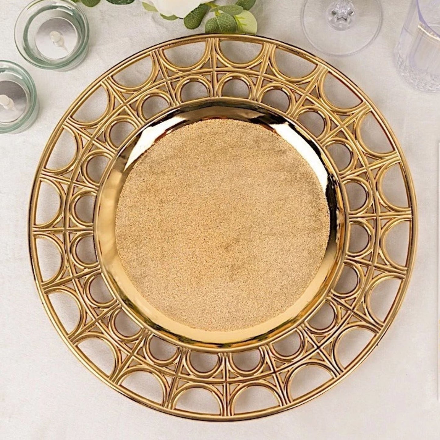 Home Collection Metallic Acrylic Plastic Charger Plates Gold 13 Inch