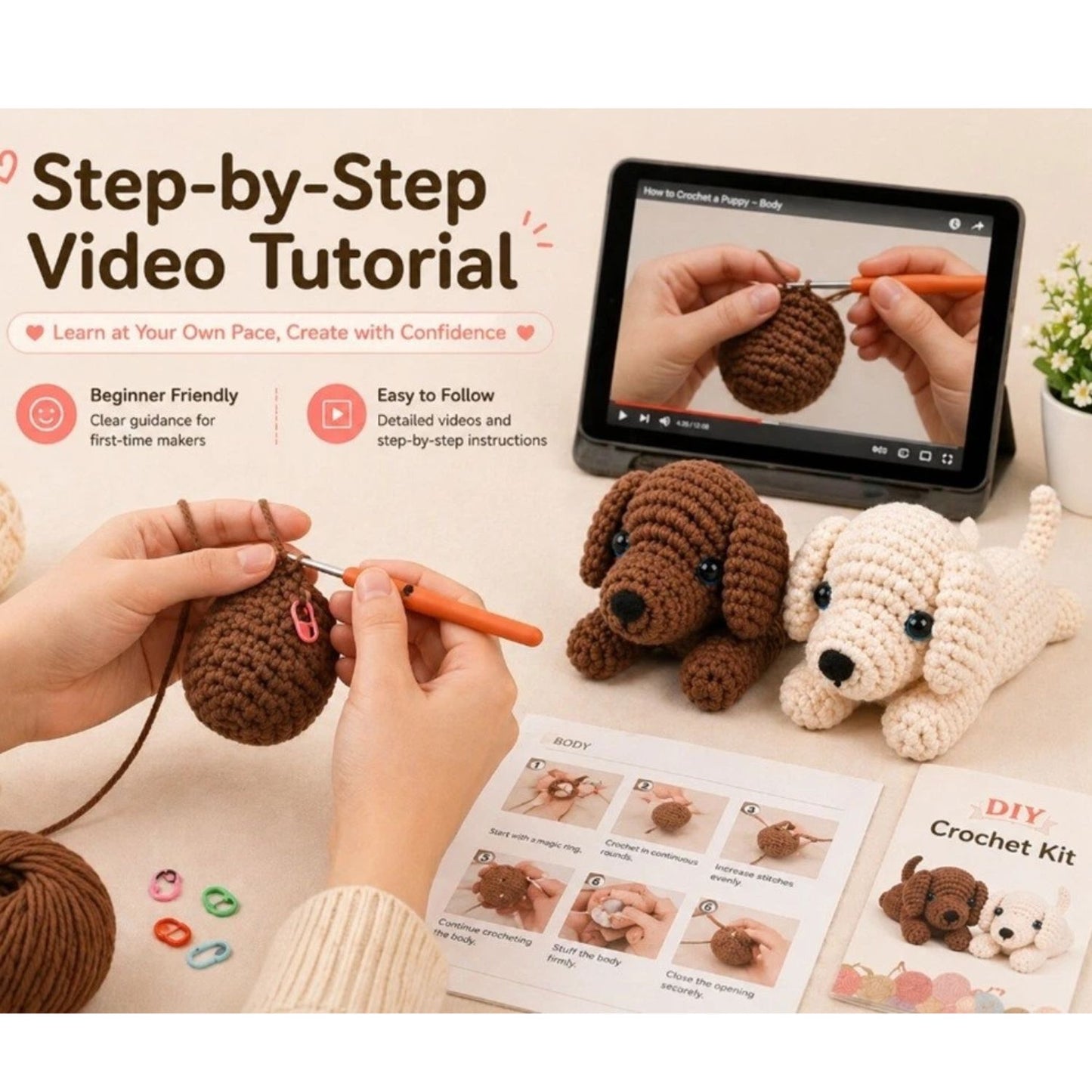 Home Collection Pack of 2 Golden Retriever Crochet Kit for Beginners