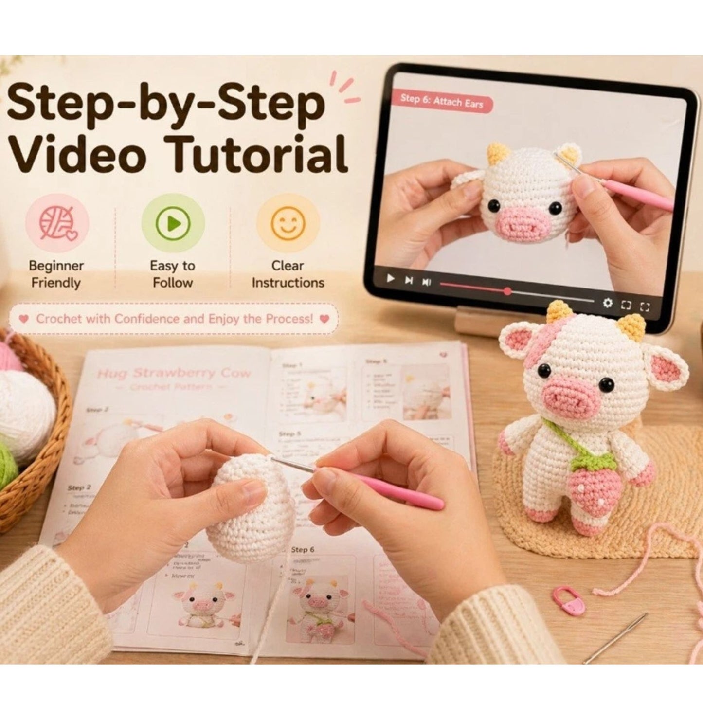 Home Collection Strawberry Pig Crochet Kit for Beginners