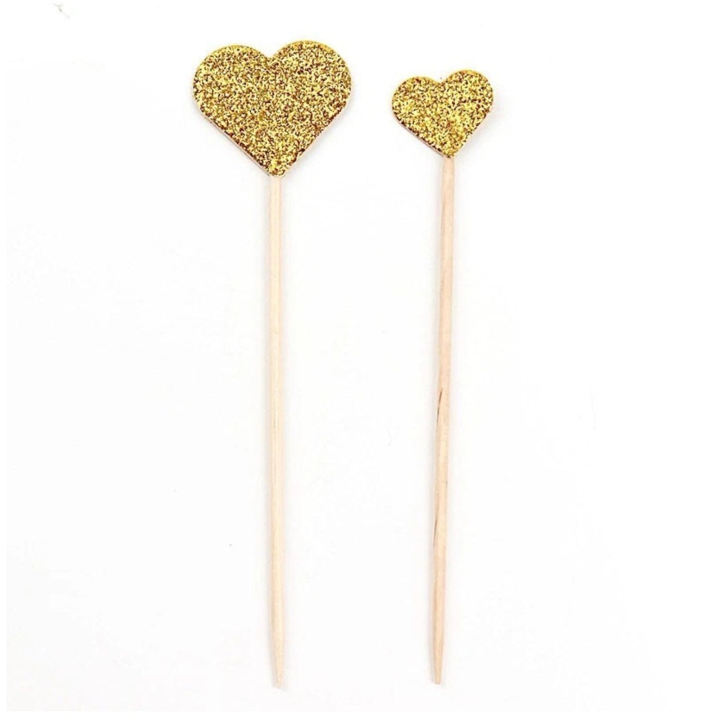 Home Collection 24Pack Gold Glitter Heart Cupcake Toppers