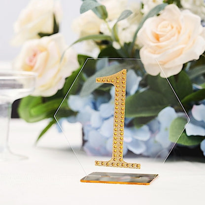 Home Collection Pack of 5 Hexagon Acrylic Table Number Stands 5 Inch