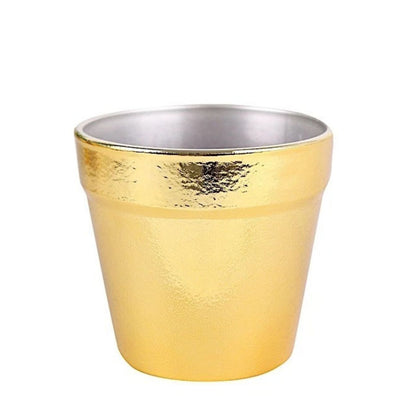 6Pcs Gold Metallic Round Plastic Flower Pots