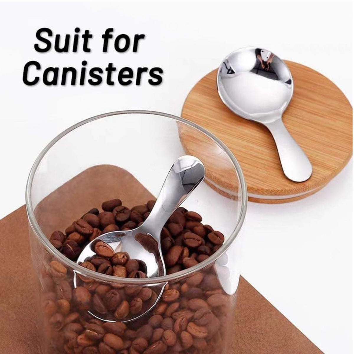 Home Collection Pack of 5 Stainless Steel Short Handle Scoops for Coffee Sugar Salt and Tea