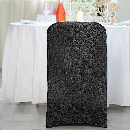 Home Collection Pack of 6 Spandex Folding Chair Covers with Glitter Metallic Back