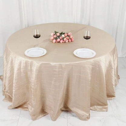 Home Collection Round Crinkled Taffeta Tablecloth 132"