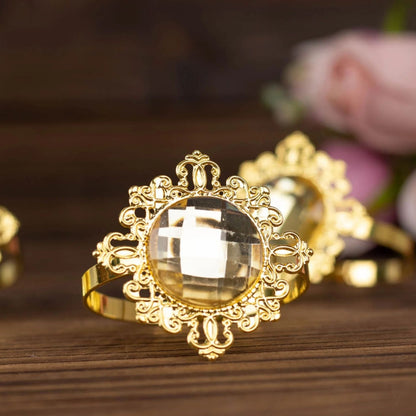 Home Collection Pack of 6 Metal Napkin Rings 2 Inch with Crystal Rhinestone