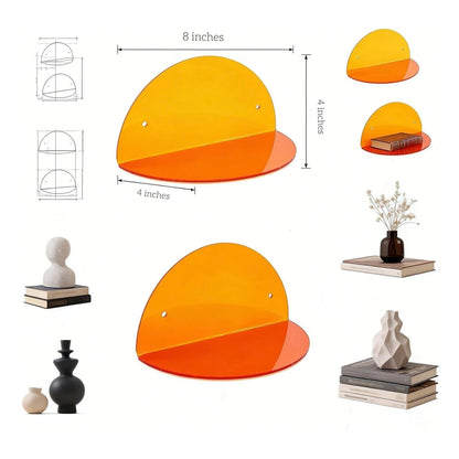 Home Collection Pack of 2 Acrylic Floating Wall Shelves for Home Display 8 Inch