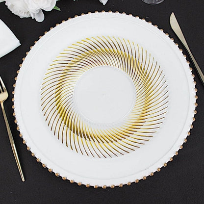 Home Collection Pack of 10 Round Plastic Salad and Dinner Plates with Swirl Rim 7"