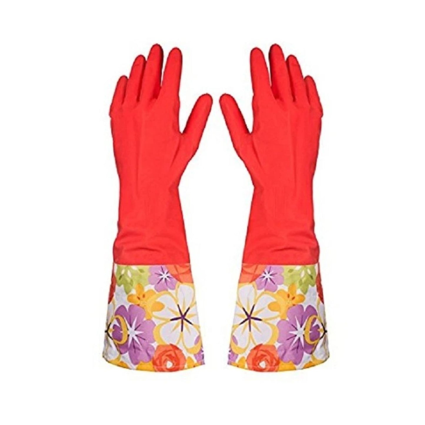 Home Collection Pair of 12 Flock Lined Latex Dishwashing Gloves