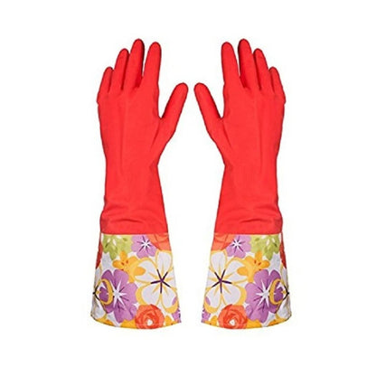 Home Collection Pair of 12 Flock Lined Latex Dishwashing Gloves