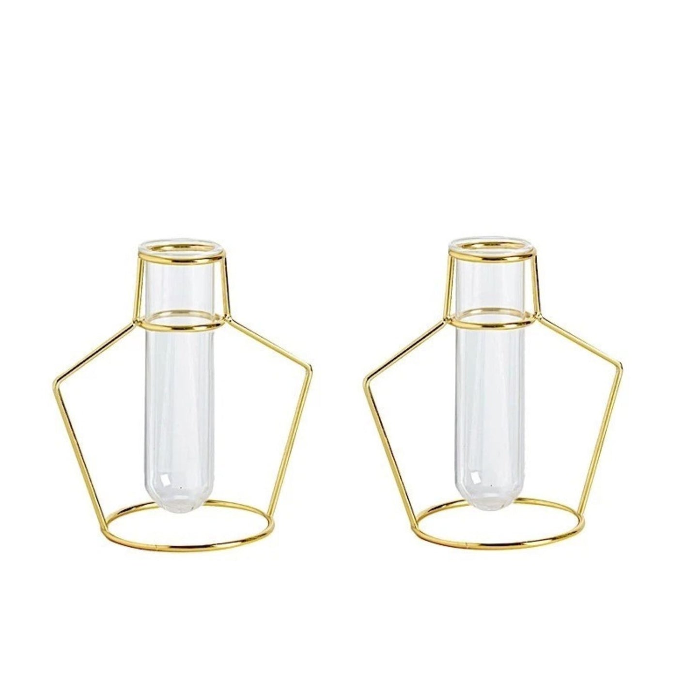2 Piece Gold Geometric Flower Vase Holders