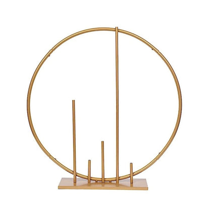 Home Collection Round Metal Floral Hoop Pillar 24" Gold