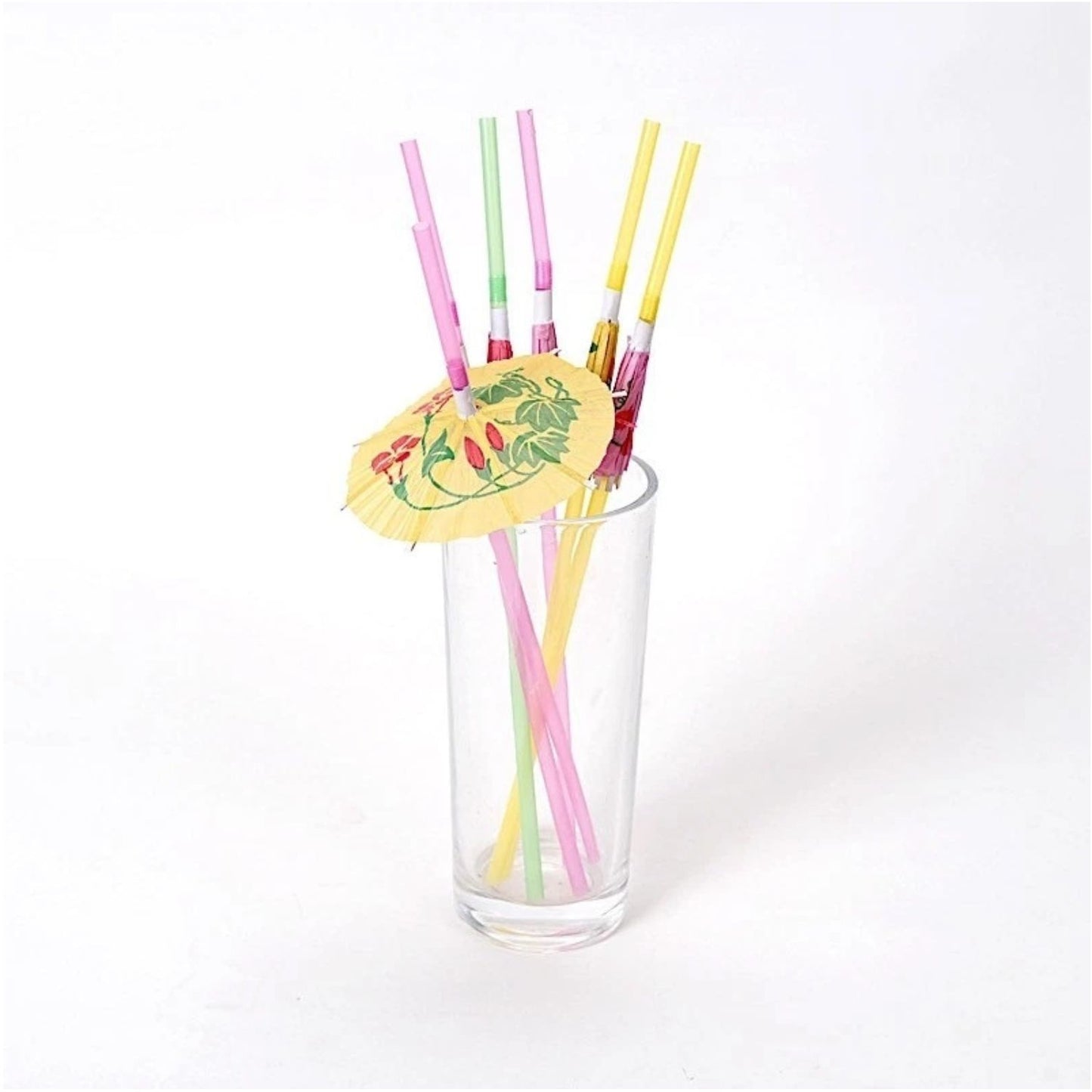 Home Collection Pack of 50 Assorted Mini Umbrella Drinking Straws